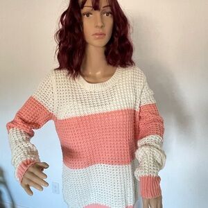 Rue21 Pink and White Striped Sweater